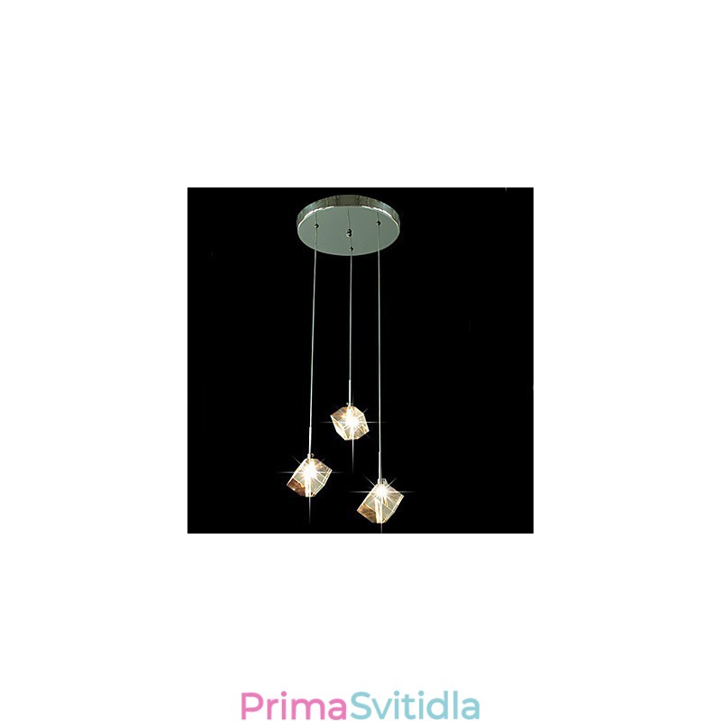 Módní křišťálová lampa, tříhlavý křišťálový přívěsek