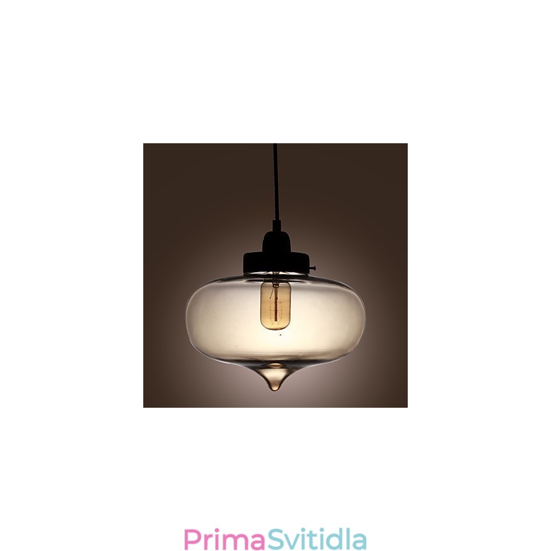 Průhledné skleněné závěsné světlo v hnědém bublinkovém designu