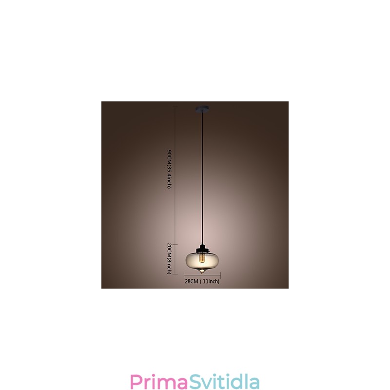 Průhledné skleněné závěsné světlo v hnědém bublinkovém designu