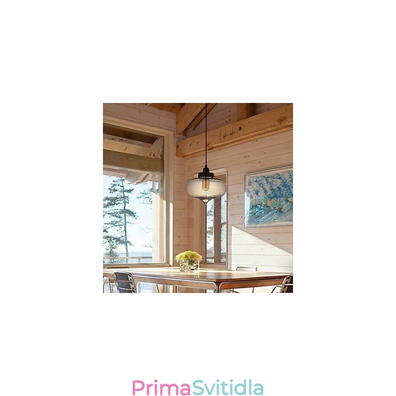 Průhledné skleněné závěsné světlo v hnědém bublinkovém designu