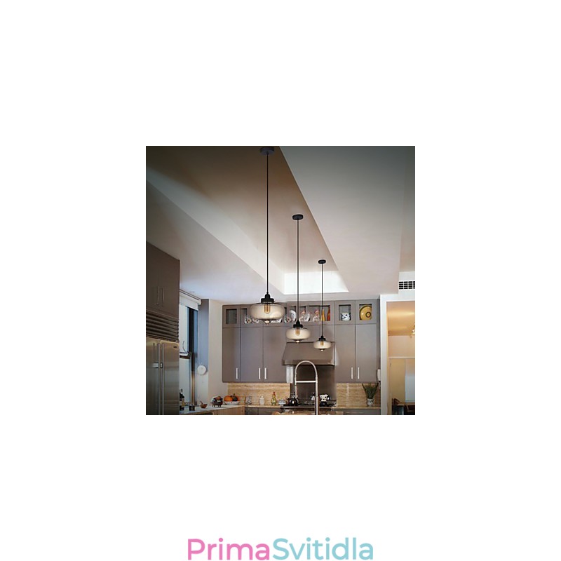 Průhledné skleněné závěsné světlo v hnědém bublinkovém designu