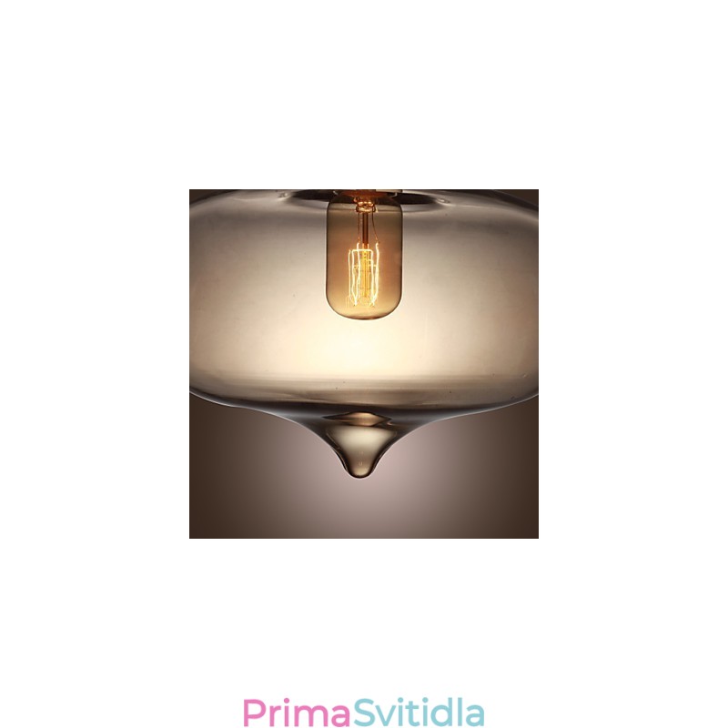 Průhledné skleněné závěsné světlo v hnědém bublinkovém designu
