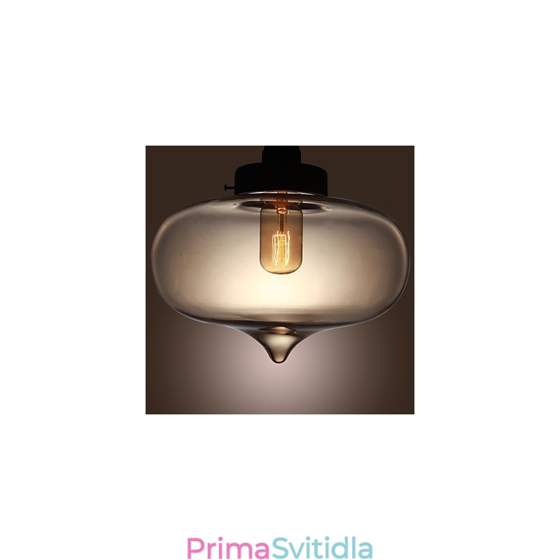Průhledné skleněné závěsné světlo v hnědém bublinkovém designu