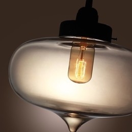 Průhledné skleněné závěsné světlo v hnědém bublinkovém designu
