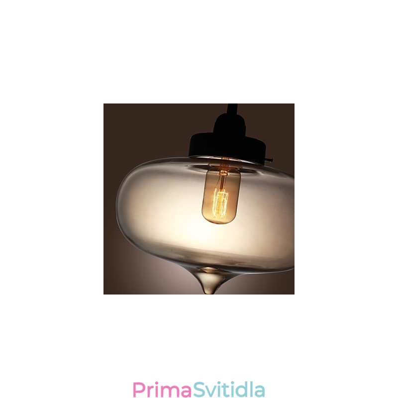 Průhledné skleněné závěsné světlo v hnědém bublinkovém designu