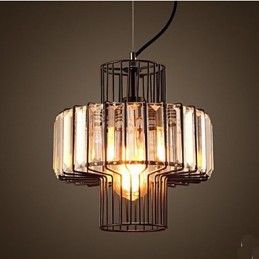 Americká country křišťálová malá závěsná lampa