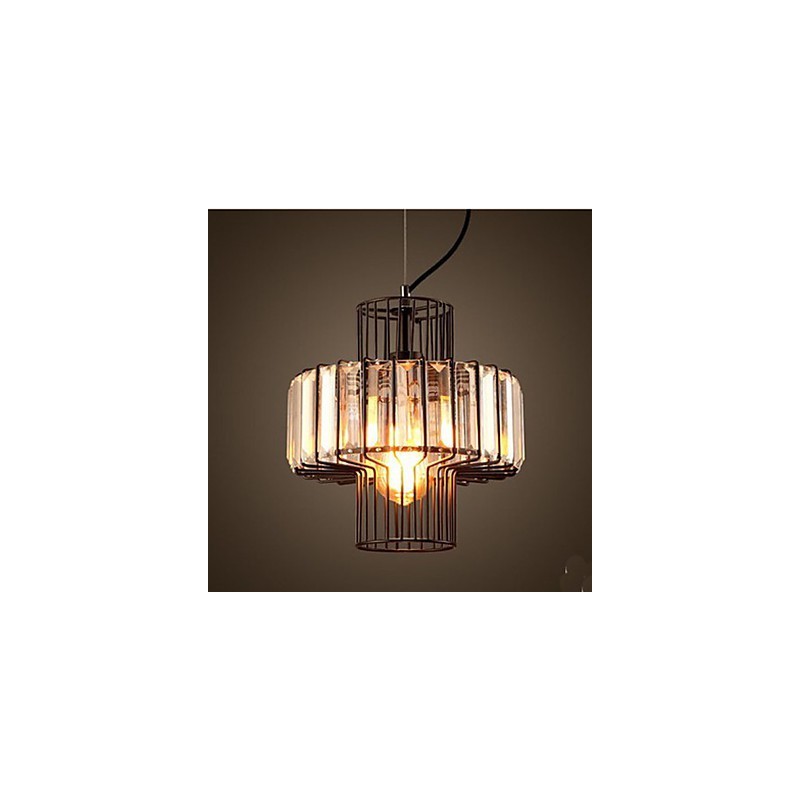 Americká country křišťálová malá závěsná lampa