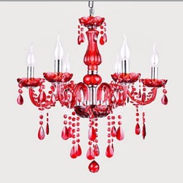 Lustr Red Crystal Luxury Modern 6 světel