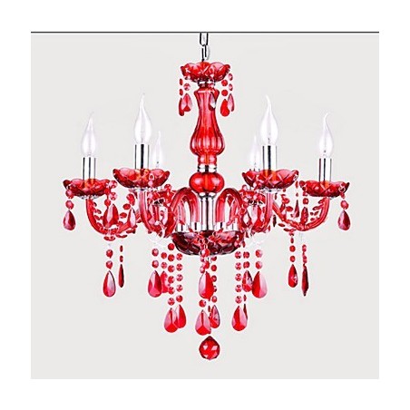 Lustr Red Crystal Luxury Modern 6 světel Lustr Red Crystal Luxury Modern 6 světel