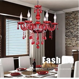 Lustr Red Crystal Luxury Modern 6 světel