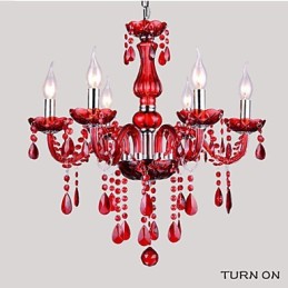 Lustr Red Crystal Luxury Modern 6 světel