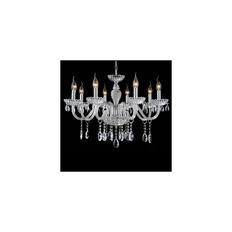 8 Light Styl paláce Skleněný lustr se svíčkovou žárovkou