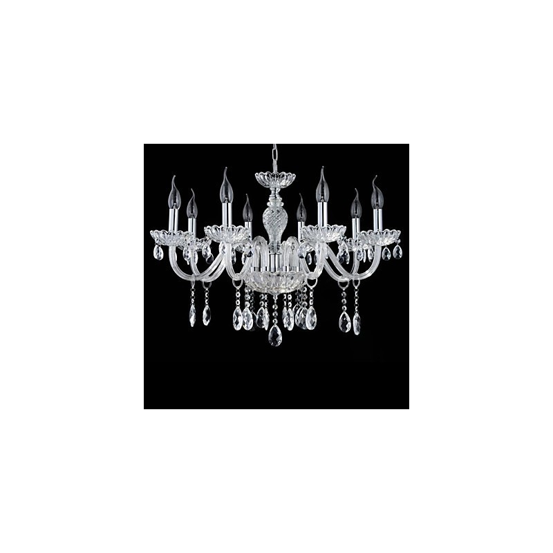 8 Light Styl paláce Skleněný lustr se svíčkovou žárovkou