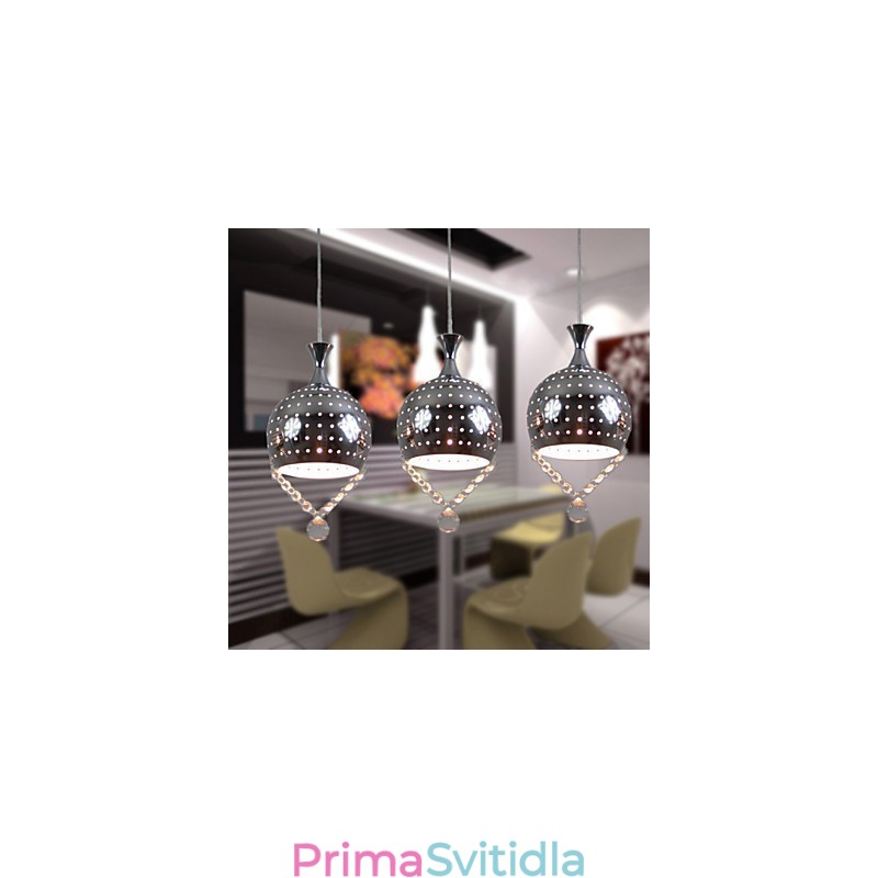 3hlavý přívěsek ze světlého křišťálu moderní současný kov