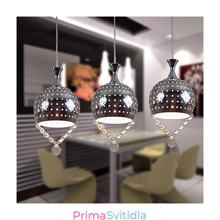 3hlavý přívěsek ze světlého křišťálu moderní současný kov