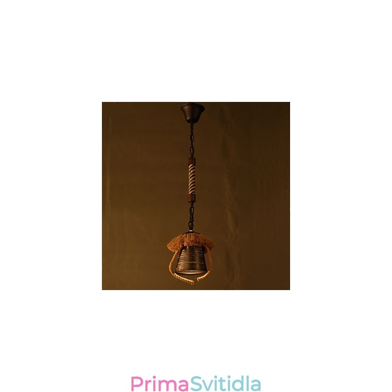 Americká country retro konopná keramická lampa