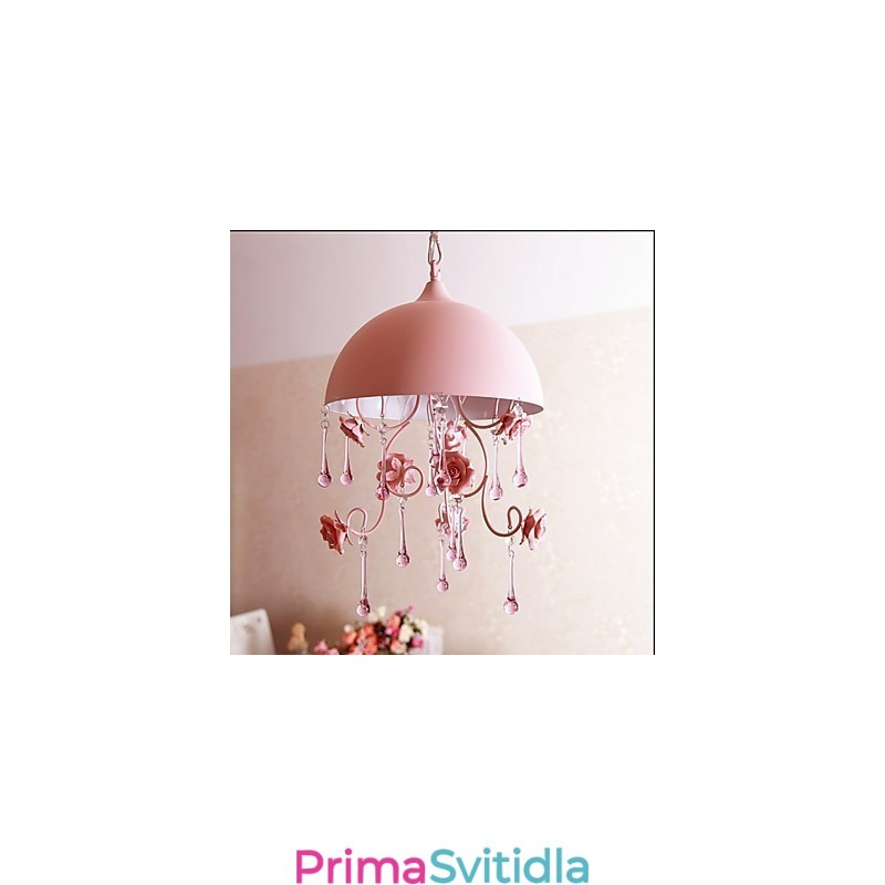 Malá růžová růžová zahradní lustrová lampa Iron Princess
