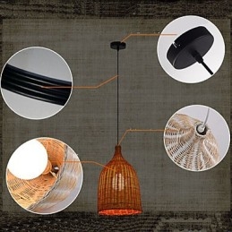 Ratanový lustr Lustrový lustr Creative Retro Ratanová lampa