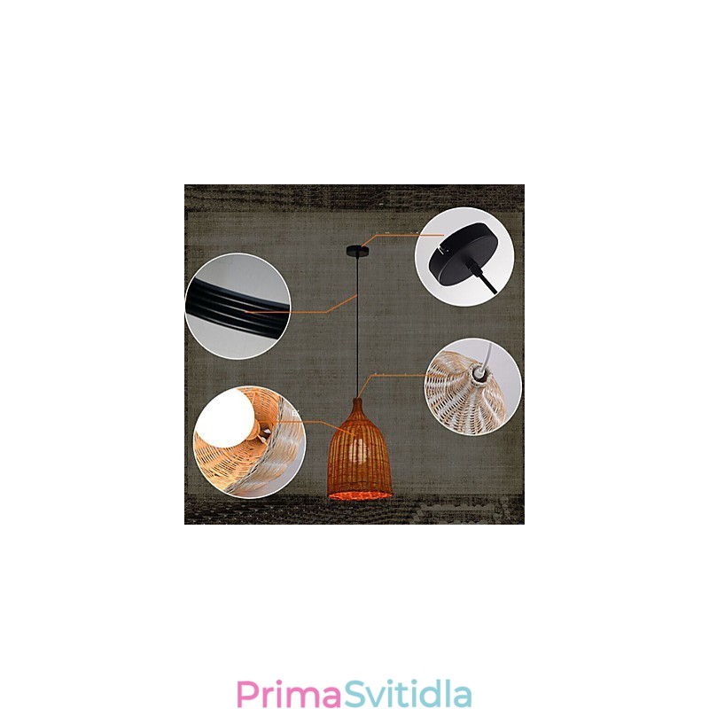 Ratanový lustr Lustrový lustr Creative Retro Ratanová lampa