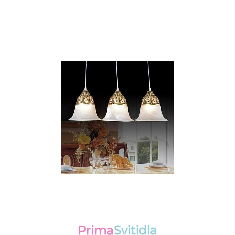 Bronzový přívěsek Three Lights Moaré Glass European Classic