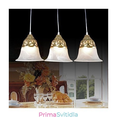 Bronzový přívěsek Three Lights Moaré Glass European Classic Bronzový přívěsek Three Lights Moaré Glass European Classic