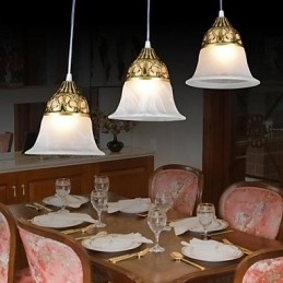 Bronzový přívěsek Three Lights Moaré Glass European Classic