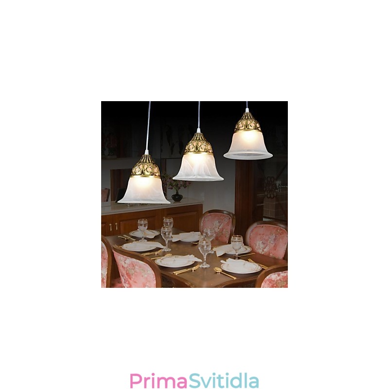 Bronzový přívěsek Three Lights Moaré Glass European Classic