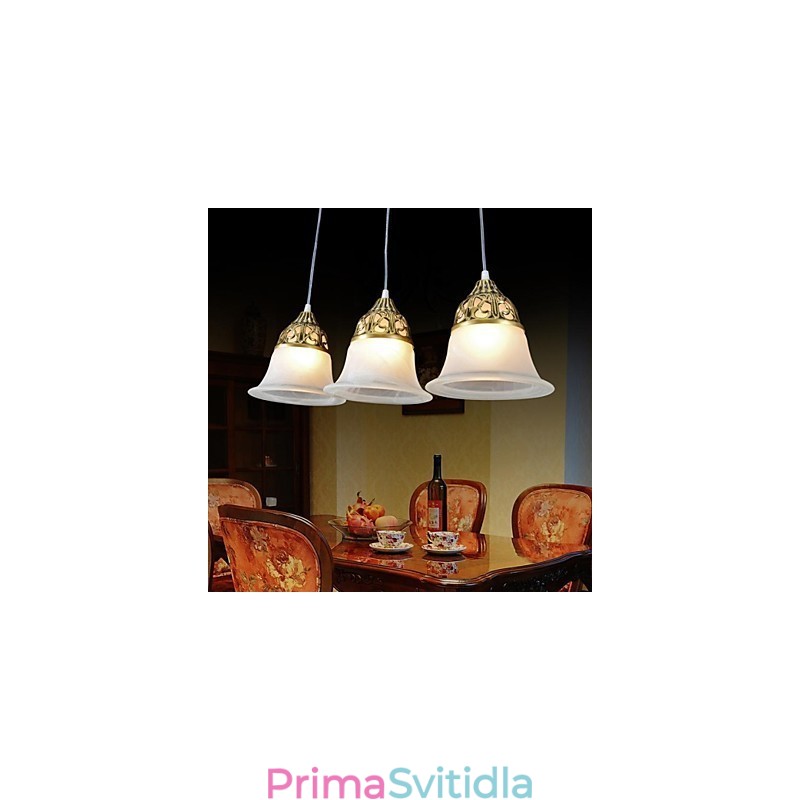 Bronzový přívěsek Three Lights Moaré Glass European Classic