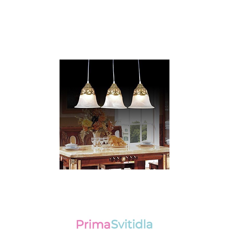 Bronzový přívěsek Three Lights Moaré Glass European Classic