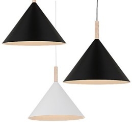Mini Artistic kuželová závěsná lampa 1 Světlá Mordern Jednoduchost Povrchová úprava Černá Bílá Hliníkové a dřevěné závěsné svítidlo