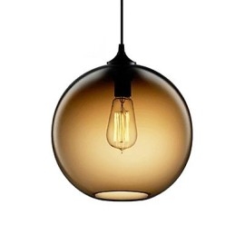 Moderní skleněné závěsné svítidlo v kulatém hnědém bublinkovém designu