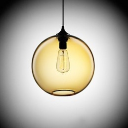 Moderní skleněné závěsné svítidlo v kulatém hnědém bublinkovém designu