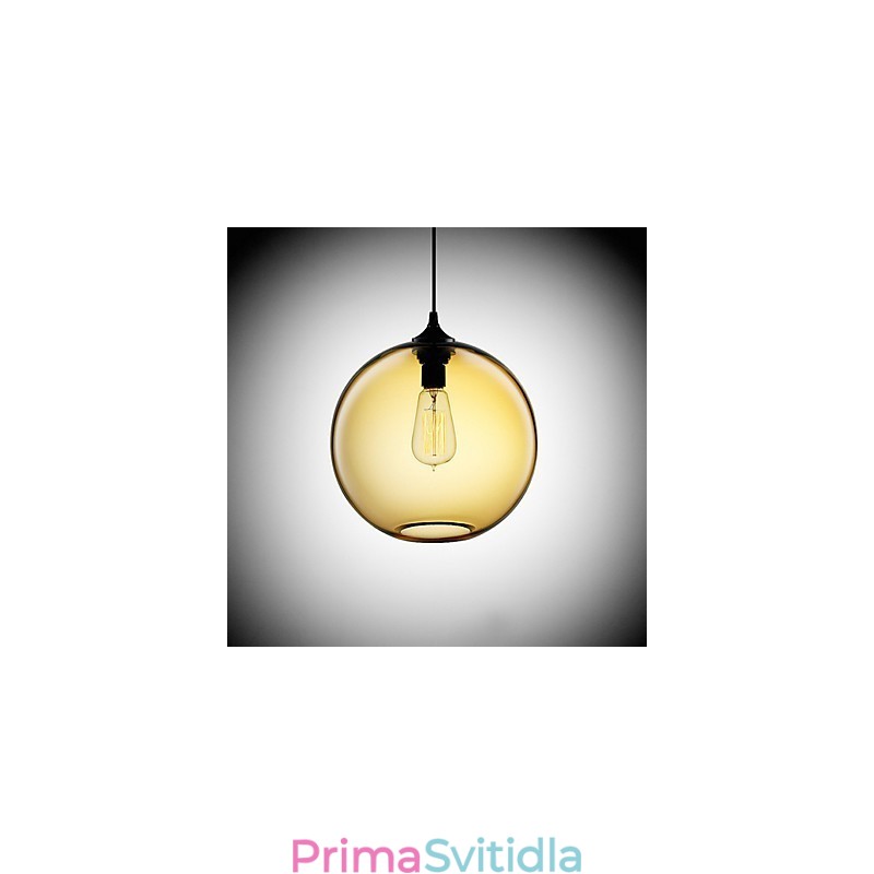 Moderní skleněné závěsné svítidlo v kulatém hnědém bublinkovém designu