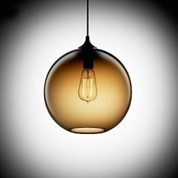 Moderní skleněné závěsné svítidlo v kulatém hnědém bublinkovém designu