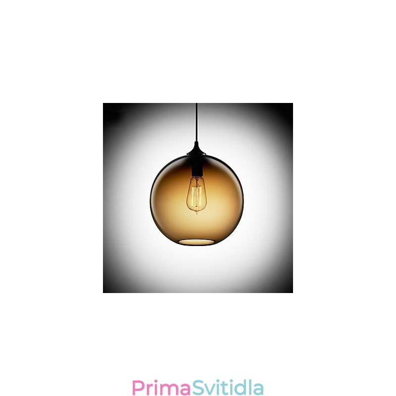 Moderní skleněné závěsné svítidlo v kulatém hnědém bublinkovém designu