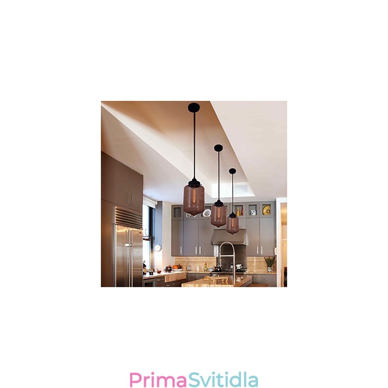70W moderní skleněné závěsné svítidlo v designu průhledné láhve