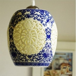 Retro keramická lampa Stairs Blue Single Head Lustr Creative