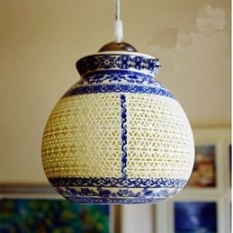 Retro keramická lampa Stairs Blue Single Head Lustr Creative