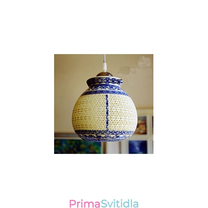Retro keramická lampa Stairs Blue Single Head Lustr Creative