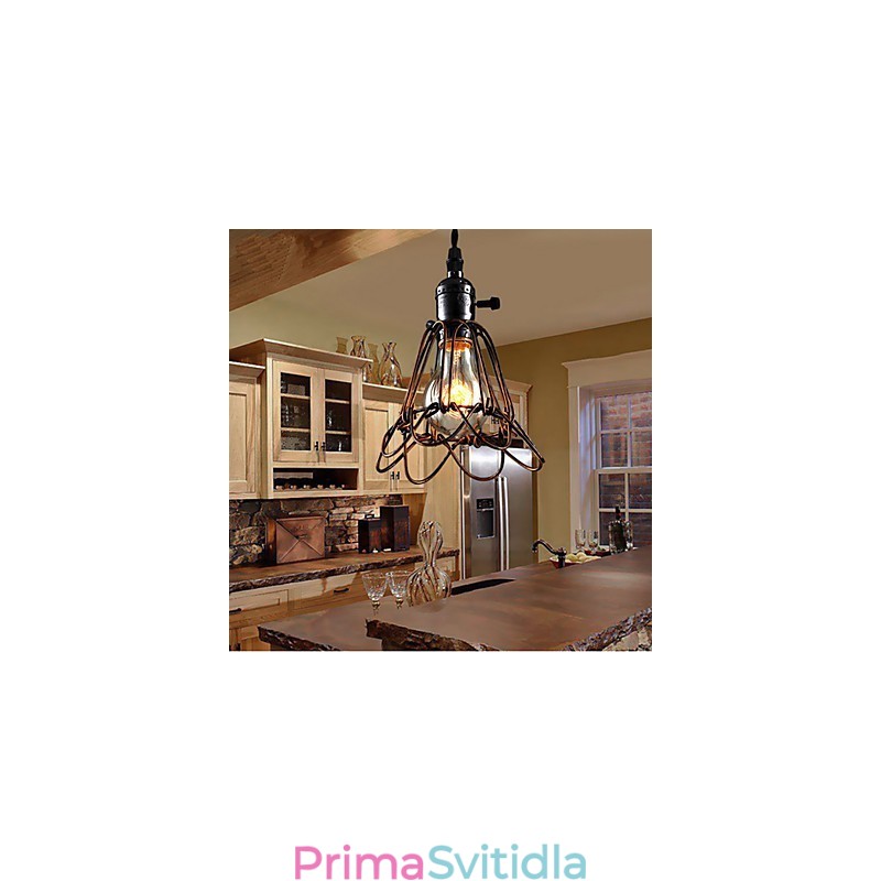 Americká country průmyslová větrná lampa retro malý lustr železná klec