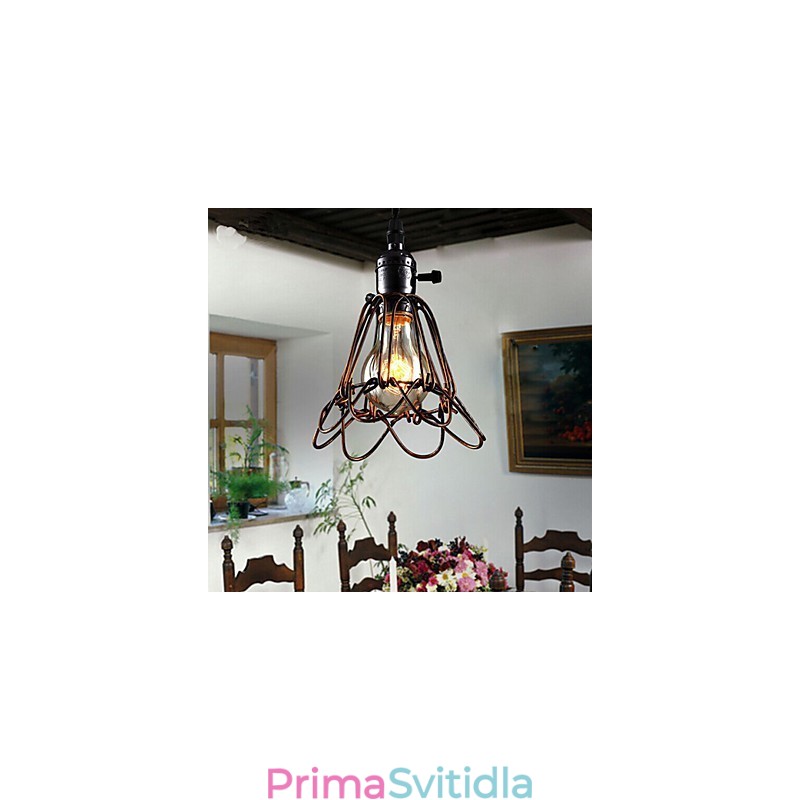 Americká country průmyslová větrná lampa retro malý lustr železná klec
