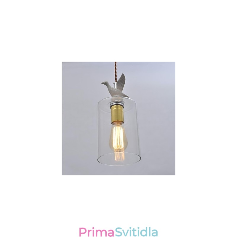 Závěsné svítidlo kreativní ptáček Skleněný lustr se skleněným stínidlem