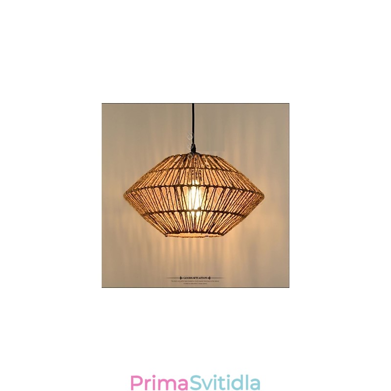 Vintage závěsné svítidlo vyrobené z lana s jedním světlem