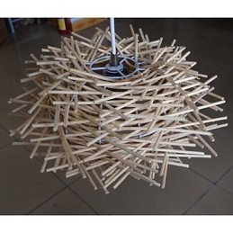 Moderní a stažené svítidlo 1 lehké dřevěné ručně tkané