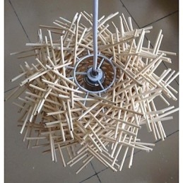 Moderní a stažené svítidlo 1 lehké dřevěné ručně tkané