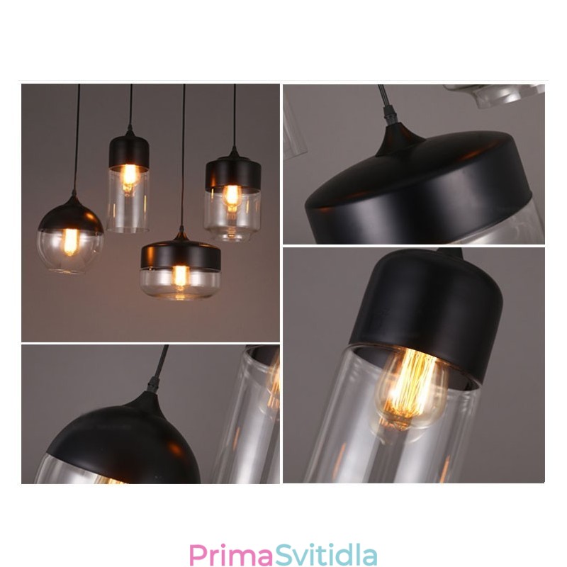 Lustrová lampa z uměleckého tepaného skla Nordic Creative Stair Shop