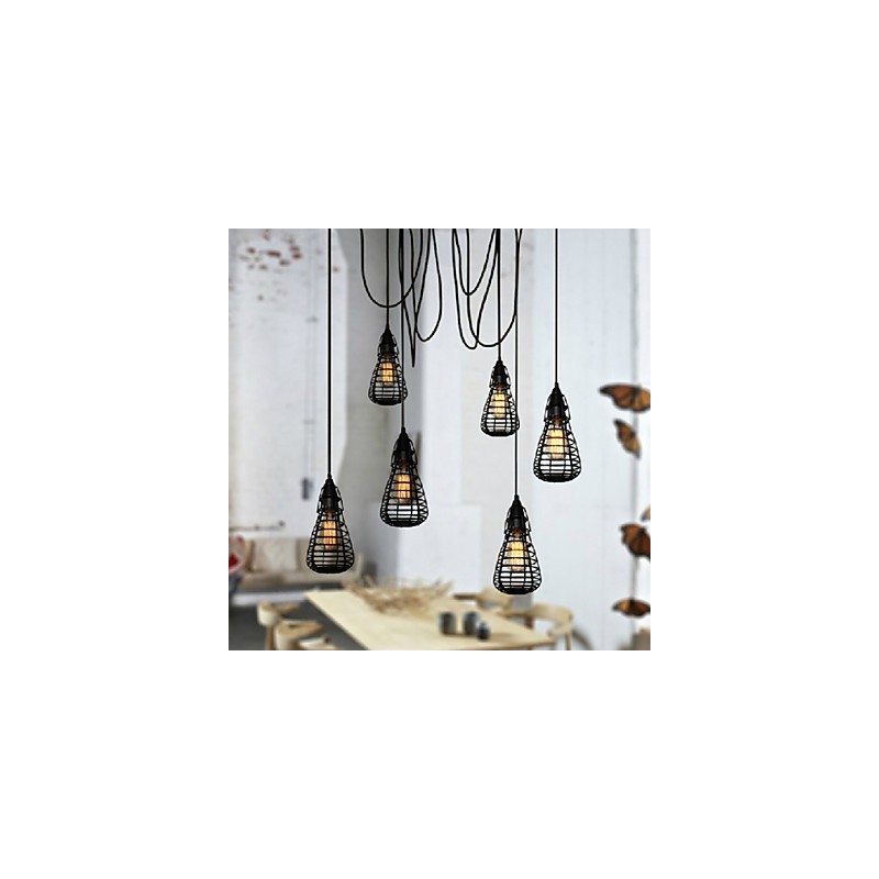 American Industrial Creative Restoring Ancient Ways Kované Iron Cage Single Head Droplight Lamp