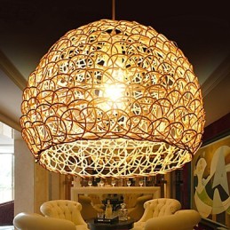 Moderní Rural Cany Art tkaná ratanová jednohlavá kapací lampa