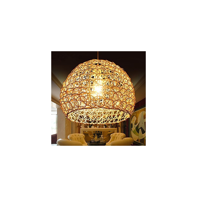 Moderní Rural Cany Art tkaná ratanová jednohlavá kapací lampa