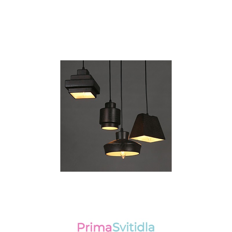 Americký Country Retro Skleněný Lustr Rezavé Sedící Droplight